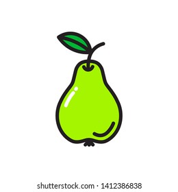Vector pear icon. Flat illustration of pear isolated on white background. Icon vector illustration sign symbol.