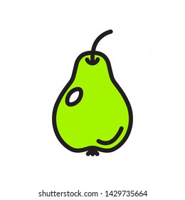 Vector pear icon. Flat illustration of pear isolated on white background. Icon vector illustration sign symbol.