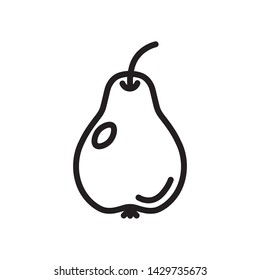 Vector pear icon. Flat illustration of pear isolated on white background. Icon vector illustration sign symbol.