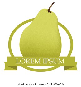 Vector Pear Icon In A Label With A Ribbon