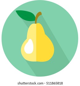 Vector pear icon. Vector pear on mint green background.