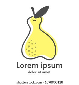 Vector pear logo. Hand-drawn design. Fruit with text