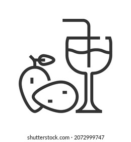 Vector pear melon juice outline icon, food and drink related 4000x4000 Pixel, whitebackground
