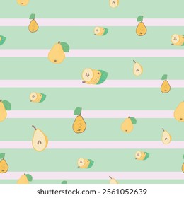 Vector Pear Seamless Pattern Great for textiles, wallpaper, gift paper, scrapbooking. Retro repeat pattern