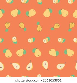 Vector Pear Seamless Pattern. Great for textiles, wallpaper, scrapbooking, wrapping paper. Fruit repeat pattern.