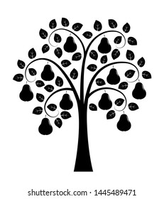 vector pear tree isolated on white background