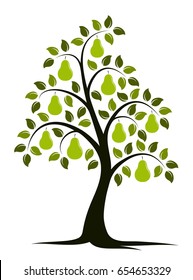 vector pear tree isolated on white background