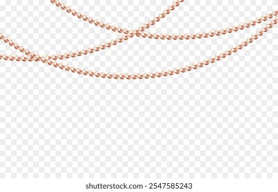 Vector pearl beads png. Luxurious necklaces made of pink pearls. Strings of pearls png.