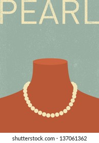 vector pearl jewelry - retro illustration