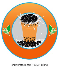 vector of pearl milk tea a with round of logo brand