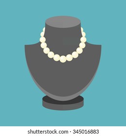 Vector Pearl Necklace, Flat Design