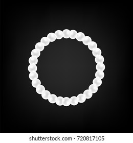 Vector Pearl Necklace Isolated on Gradient Black Background