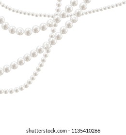 Vector pearl necklace on light background