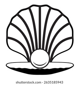 vetor pearl em um shell ícone preto e branco