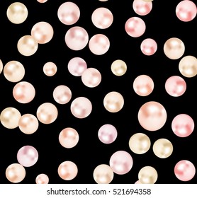vector pearls seamless pattern on black background