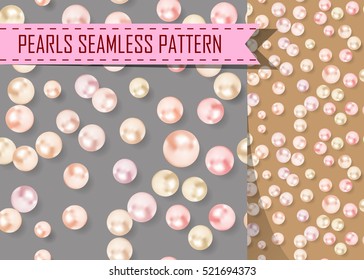 vector pearls seamless patterns, soft and girly