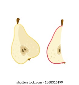 Vector pears. Cartoon fruits set. Vegan, diet food.