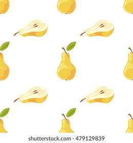 Vector pears and slices seamless pattern. Background with sweet fruit illustration