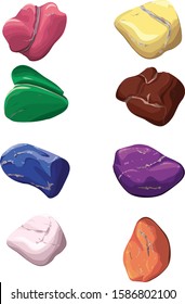 Vector Pebbles Minerals Stones and candies, dragee, chocolate candies