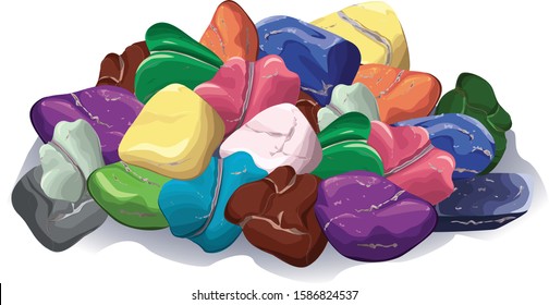 Vector Pebbles Minerals Stones and candies, dragee, chocolate candies