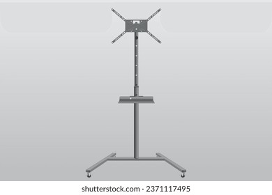 Vector pedestal sign stand isolated on grey background for TV, screen, monitor.