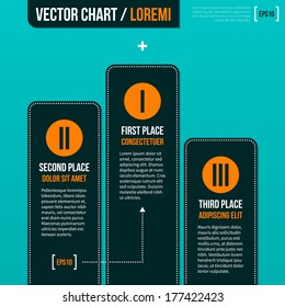 Vector pedestal with three places on turquoise background. EPS10.