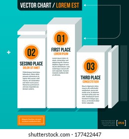 Vector pedestal with three places on turquoise background. EPS10.
