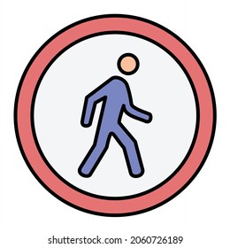 Vector Pedestrian Crossing Filled Outline Icon Design
