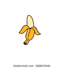 Vector Peeled Banana on isolated white background