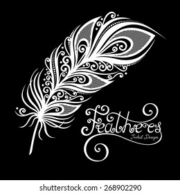 Vector Peerless Decorative Feather, Tribal design, Tattoo