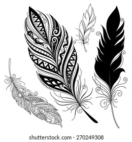 Vector Peerless Decorative Feather, Tribal design, Tattoo