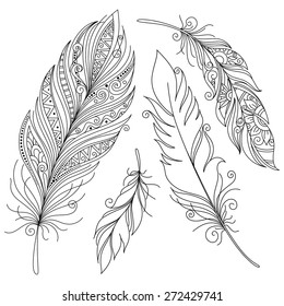 Vector Peerless Decorative Feather, Tribal design, Tattoo