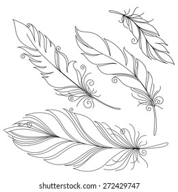 Vector Peerless Decorative Feather, Tribal design, Tattoo