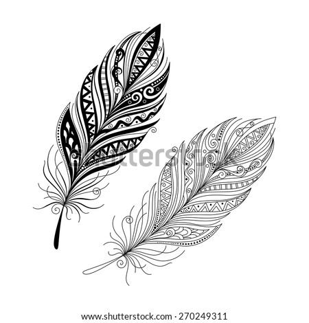 Vector Peerless Decorative Feather, Tribal design, Tattoo