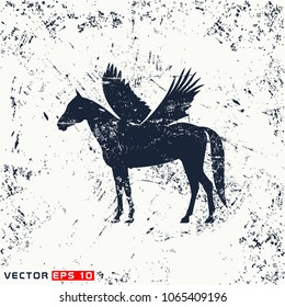 vector pegasus silhouette on grunge background