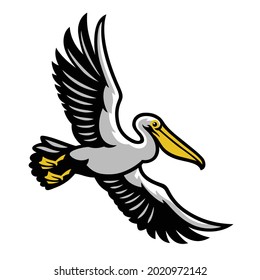 vector Pelican bird flying mascot