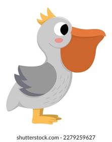 Icono pelícano del vector. Bajo el mar la ilustración con un lindo y divertido animal oceánico. Caricatura submarina o clipart marina para niños aislados en fondo blanco
