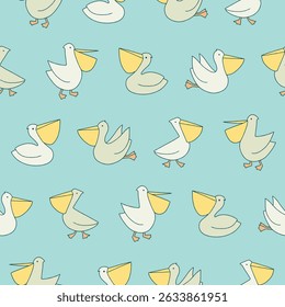 Vector Pelican Seamless Pattern Background for Print Fabric Surface Fashion Wrapping