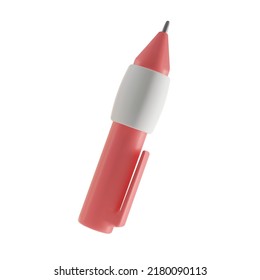 Vector pen in 3d style. Realistic design of writing supplies for school