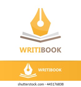 Vector pen and book logo concept