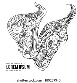 Vector pen drawing waves style design elements