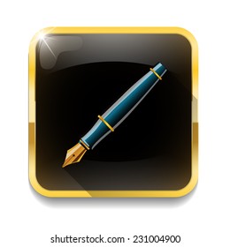 Vector Pen Icon With long shadow over app button