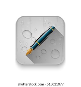 Vector Pen Icon With long shadow over app button