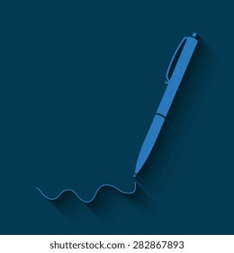 Vector pen icon on a blue background