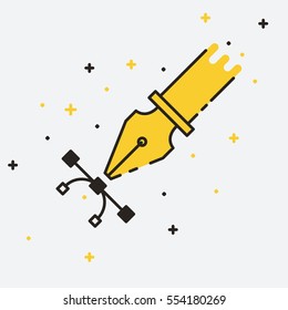 Vector pen icon outline illustration