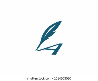 Vector pen with letter A. Logo or icon