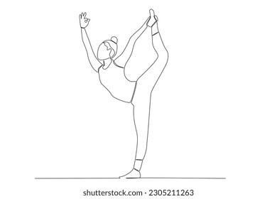 Vector pen line hand drawing girls in yoga asanas in light style drawing with color on white background