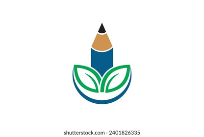 VECTOR PEN LOGO DESIGN LEAF PEN LOGO DESIGN