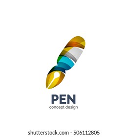 Vector pen logo template, elegant geometric design