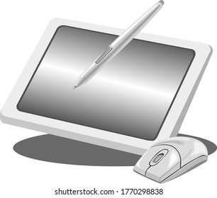 Vector Pen Mouse Set Isolated on white background